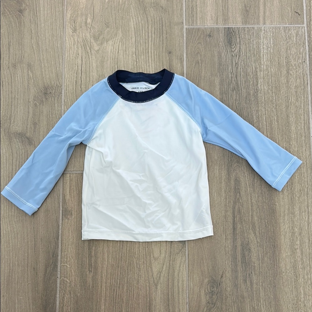 Janie and Jack Blue and White Rashguard Swim Shirt